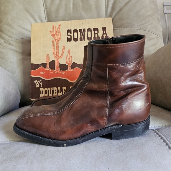 Sonora By Double West Rrown Square Toe Western Cowboy Boots size 8.5 EE - Picture 5 of 8